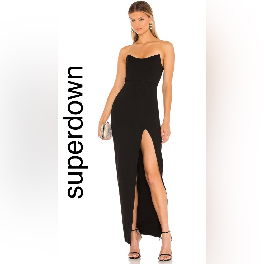 NWT REVOLVE Superdown Ryleigh Strapless Maxi Dress in Black XS